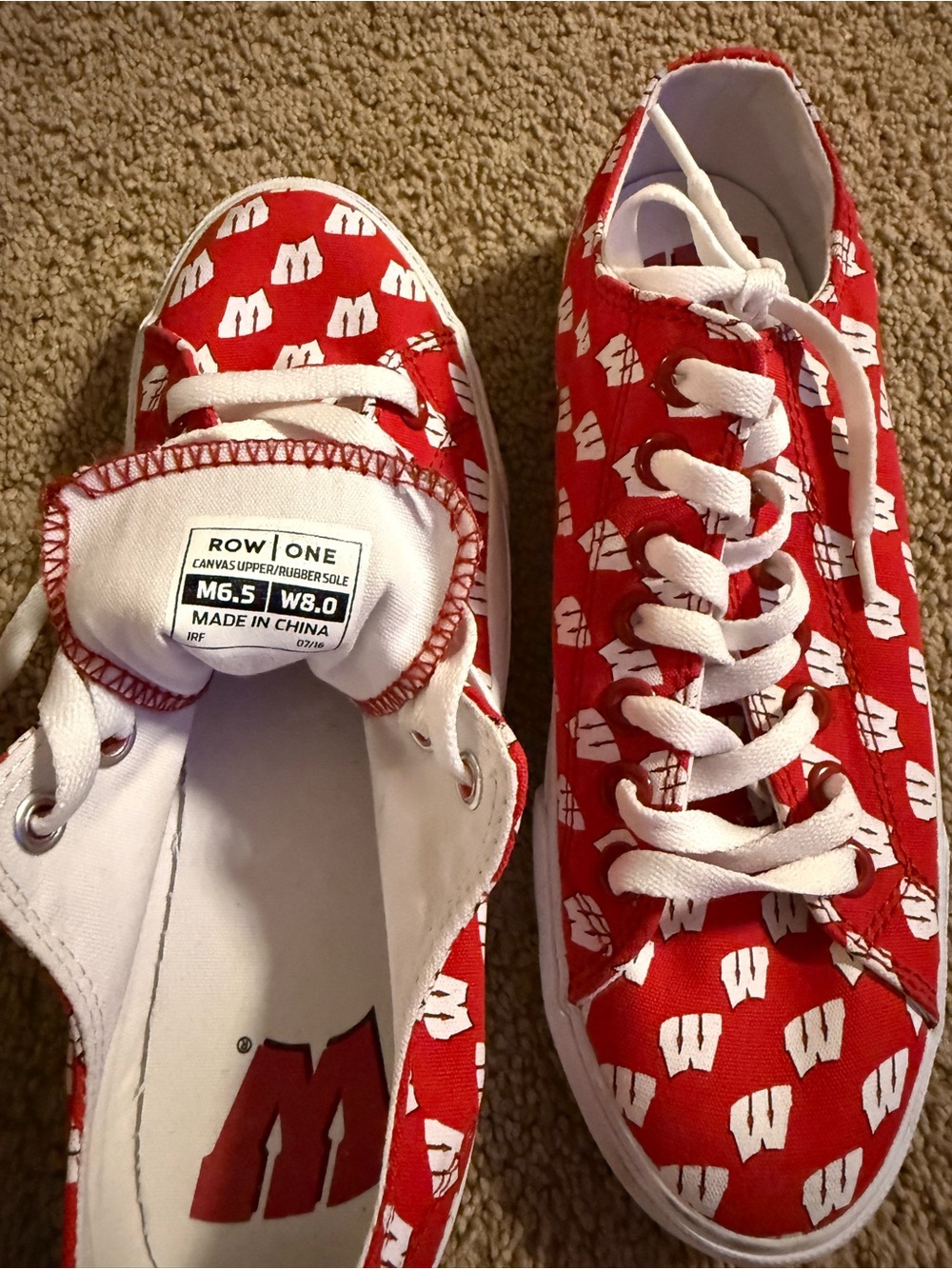 Vans Unisex Red Canvas Sneakers with White Logo Print